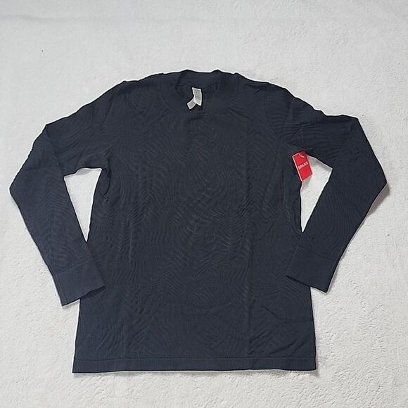 175 NWT Spanx Seamless Swirl Long Sleeve Shirt Size Large Black - Picture 4 of 8